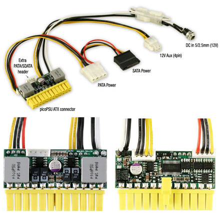 picoPSU-150-XT DC/DC (150 Watt) + AC/DC 120W Adapter + Stromkabel [Bundle]